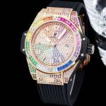 Hublot Factory Big Bang stainless steel and rainbow diamond Diameter 43mm watch